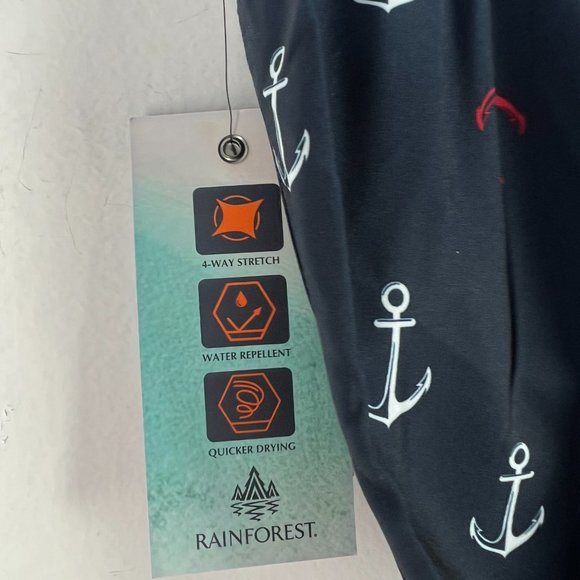 NWT Rainforest Ship Ahoy Swim Trunks Boardshorts Navy USA Size Medium M $69 NEW - Picture 10 of 16